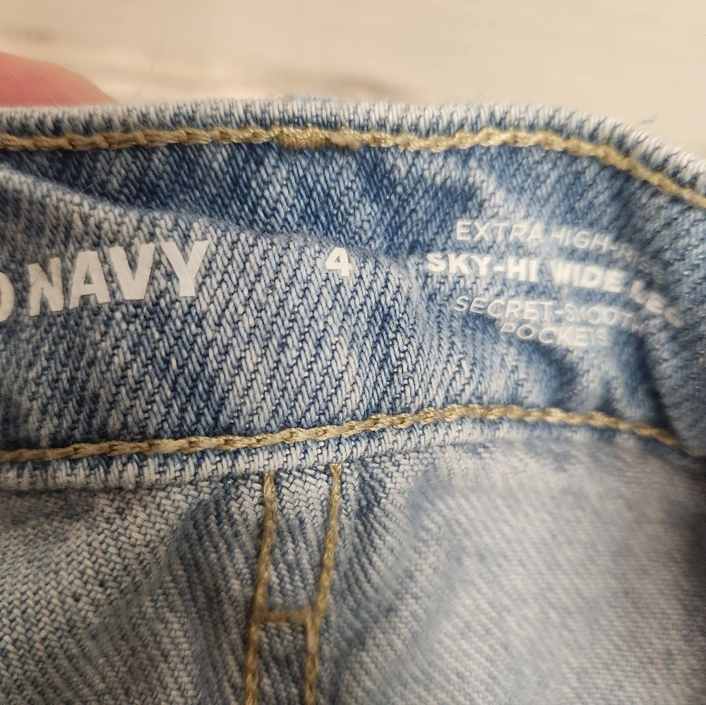 Old Navy‎ Sky-Hi Wide Leg Cargo JEANS 4 Extra High Rise Utility Grunge Women's